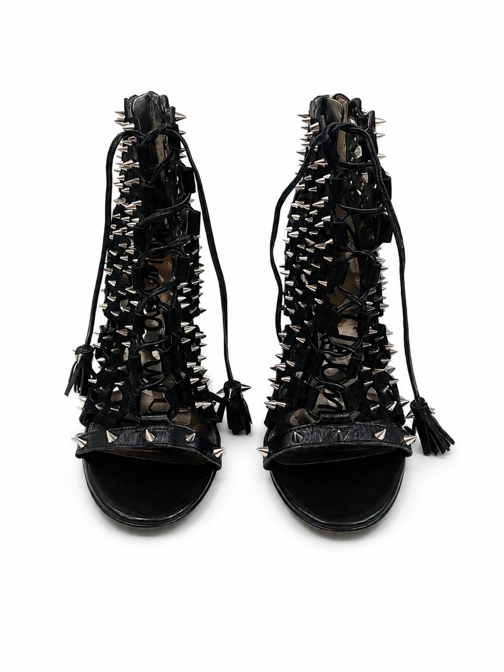 Sam Edelman Black Studded Lace-Up Heels